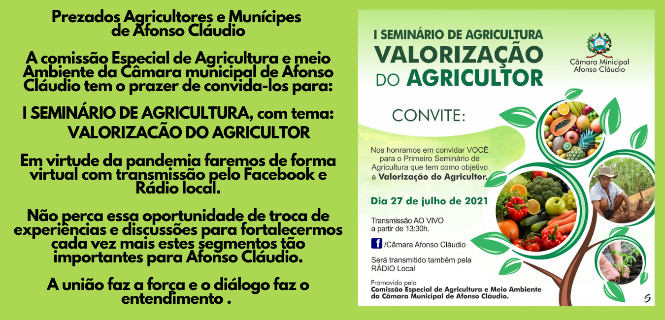 I SEMINÁRIO DE AGRICULTURA